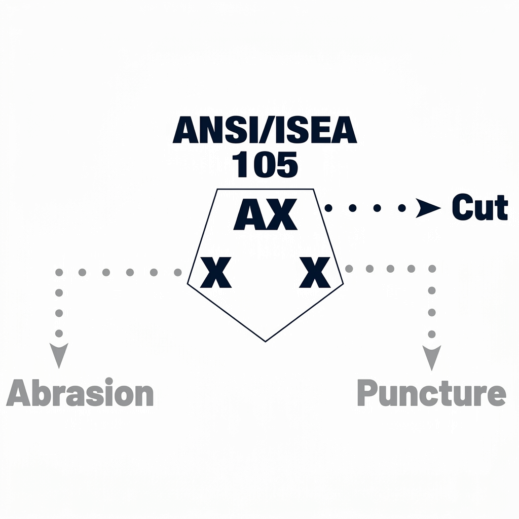 ANSI/ISEA 105-2024 mechanical protection marking diagram